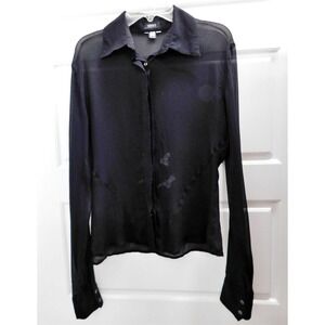 Versace Versus Sheer Button Down Lace Back Top‎ Italy Blouse sz 30/44